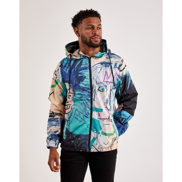 Jean-Michel Basquiat x Members Only Graffiti Hooded Zip Up Jacket Size Small - Picture 1 of 9